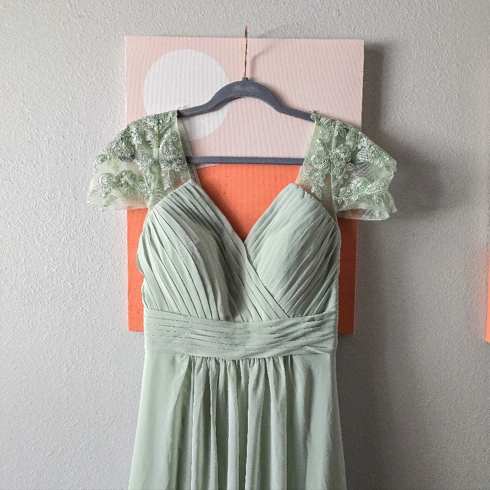 14 / L (plus) - AZAZIE "Adelyn" Bridesmaid Dress - Dusty Sage (leaf)